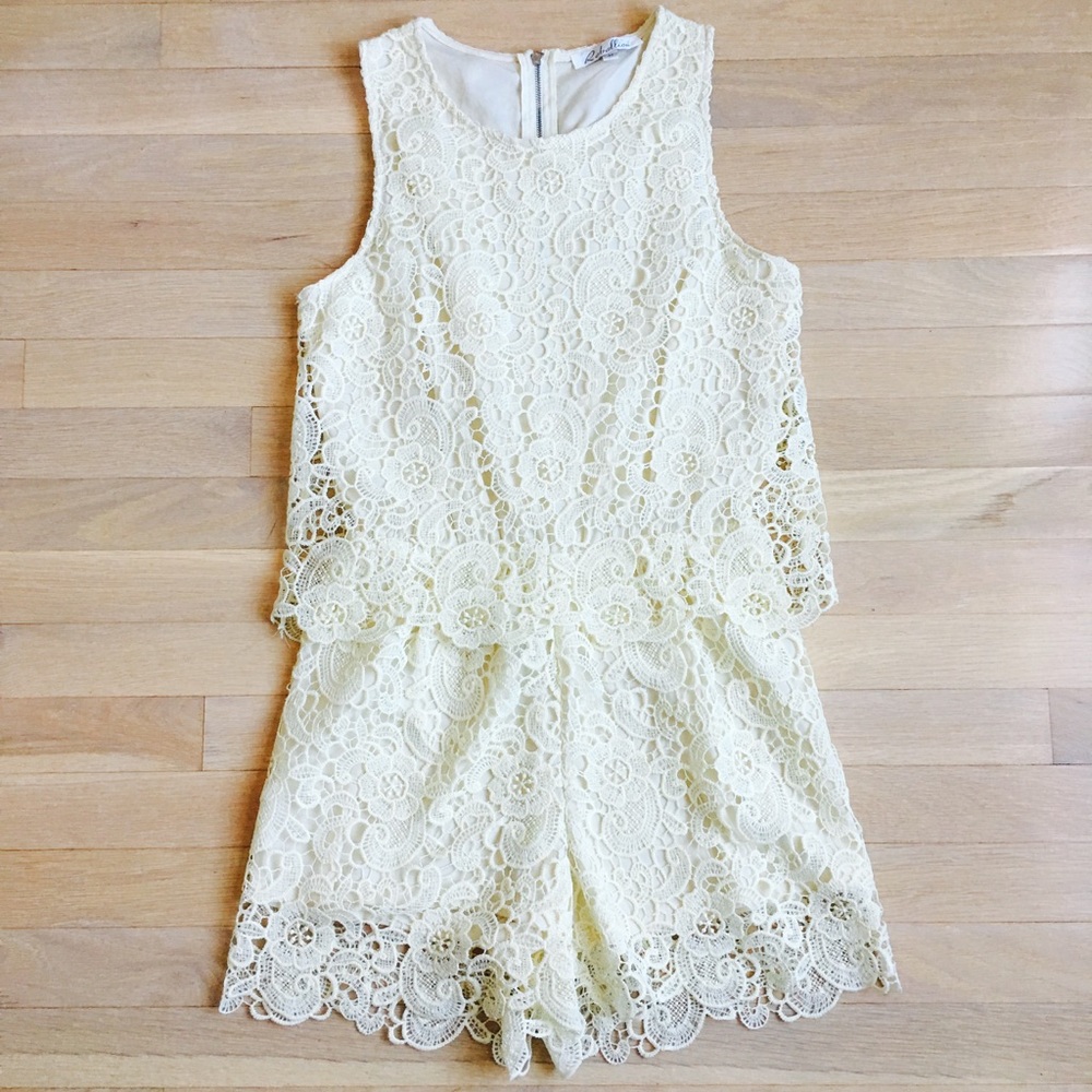 Cream crochet Rebellion romper
